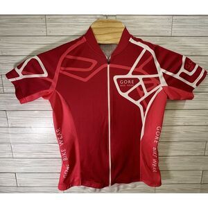 Gore Bikewear Women's Cycling Jersey Size Lg Red White Full Zip Lightweight